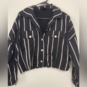 Reset by Jane brand black & white stripe frayed jacket
